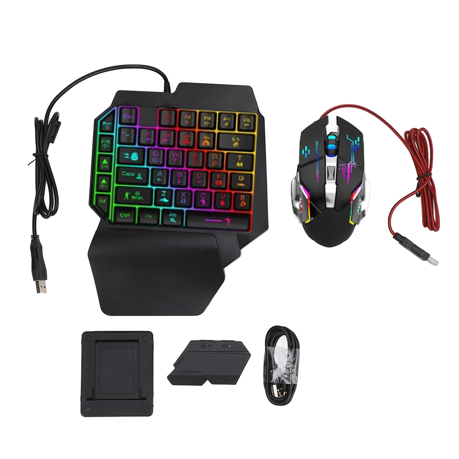 Gaming Keyboard Mobile - Toetsenbord-muis-converterset Responsieve toetsenbord-muiscombinatie met één hand
