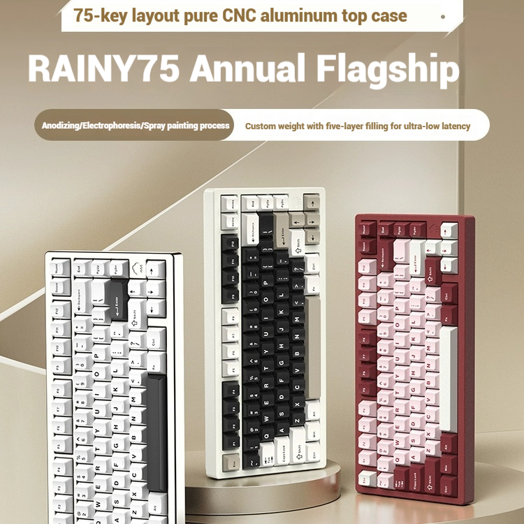 Gaming Keyboard Bluetooth - Draadloos Bluetooth RAINY75 aangepast gamingtoetsenbord Aluminium