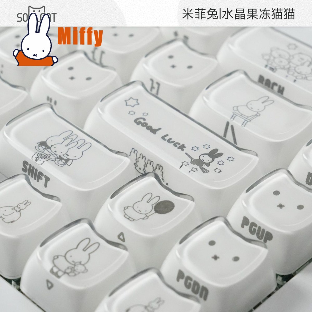 Gaming Keyboard He - Kawaii Miffy Keycaps Schattig Konijn Mechanische
