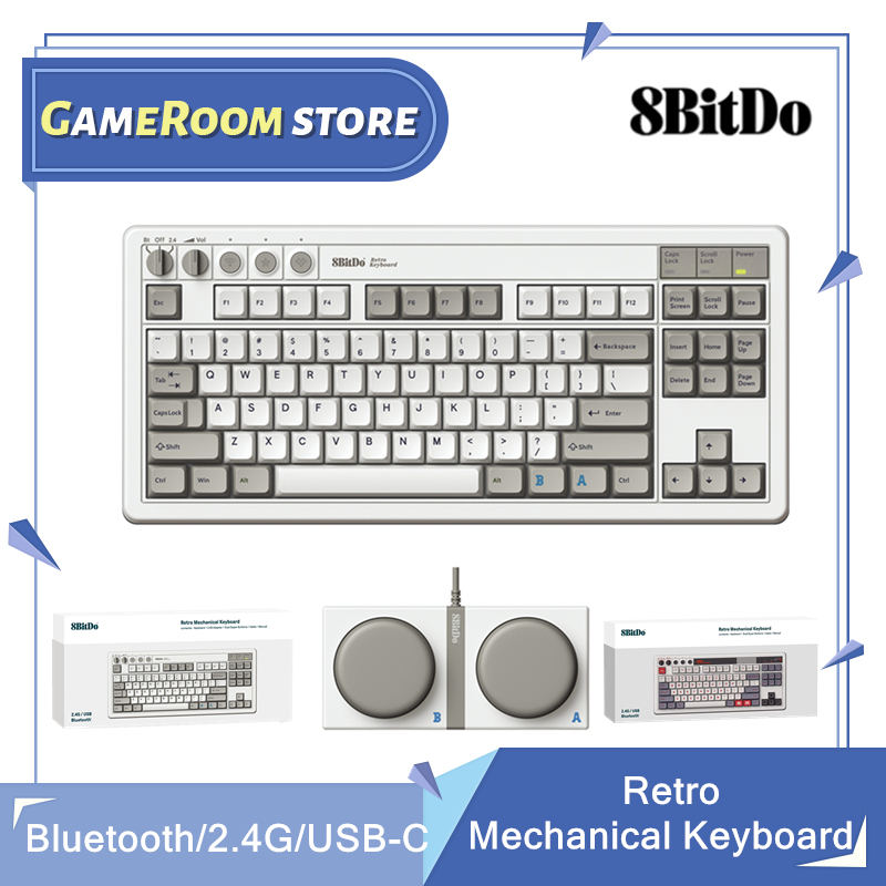 Gaming Keyboard Bluetooth - 8Bitdo Retro mechanisch toetsenbord, Bluetooth/2.4G/USB-C Hot-swappable
