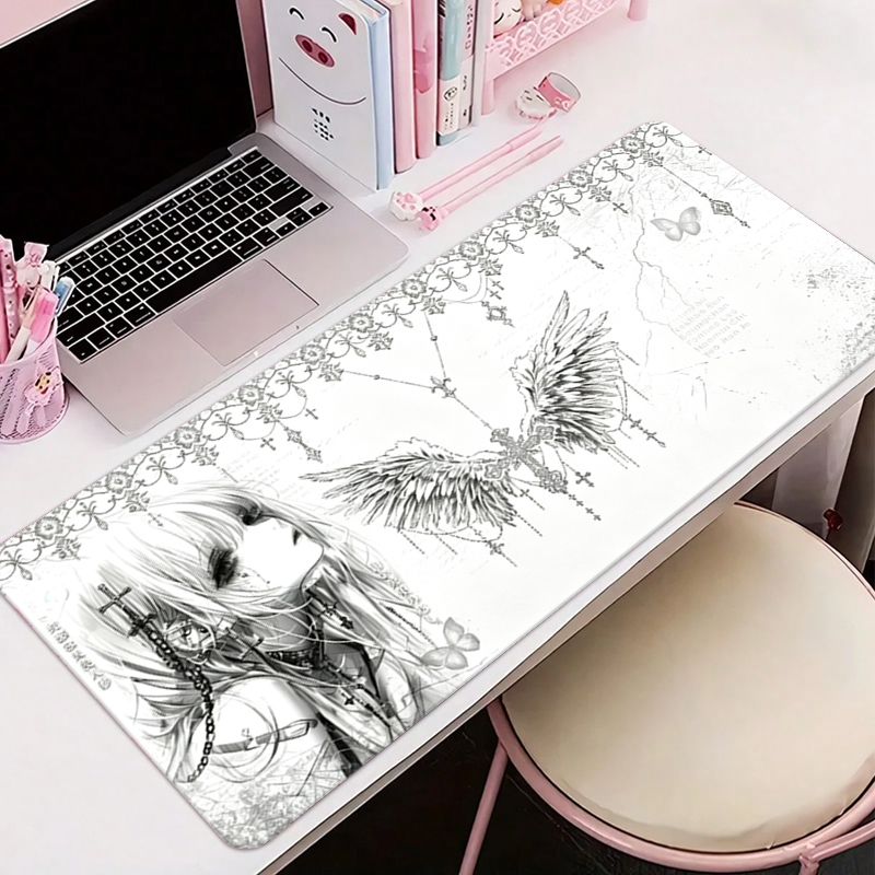 Gaming Keyboard And Mouse - Leren muismat Zwart Wit Anime Esthetiek