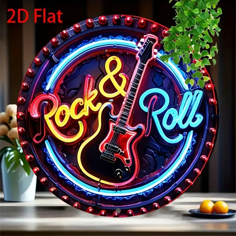 Brass Weight Plate - Een vintage rock-neonbord, 2D platte metalen