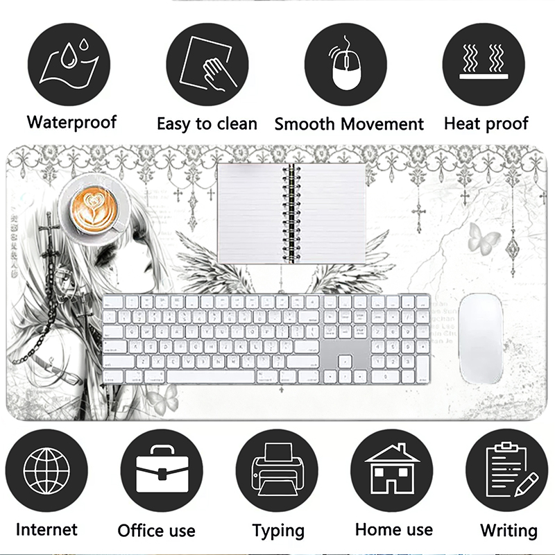 Leren muismat Zwart Wit Anime  - Gaming Keyboard And Mouse recensie en prijs